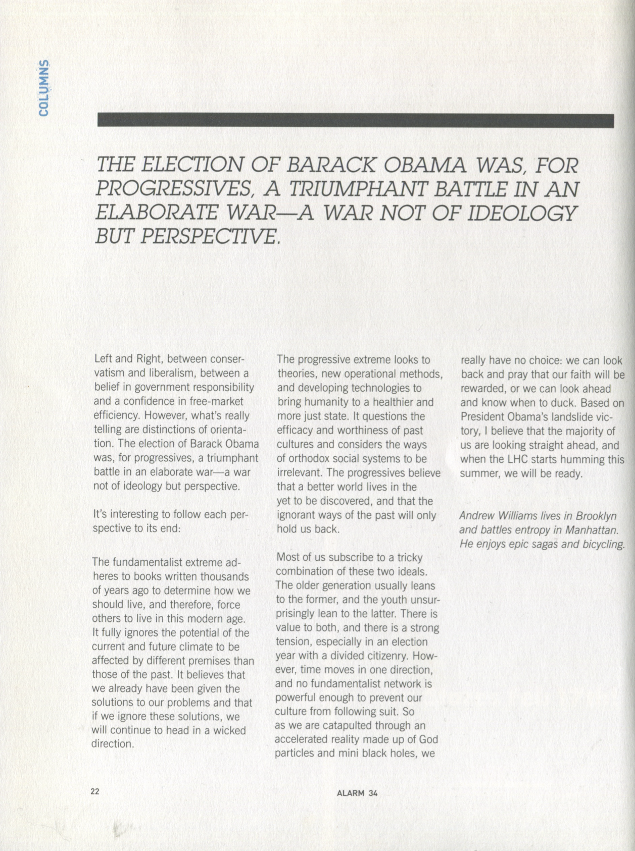 God Particles & Black Holes, Alarm issue 34 column scan, page 2 of 2