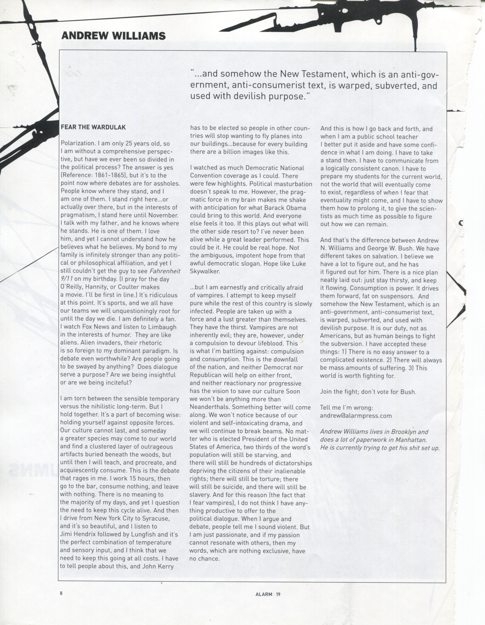 Fear the Wardulak, Alarm issue 19 column scan