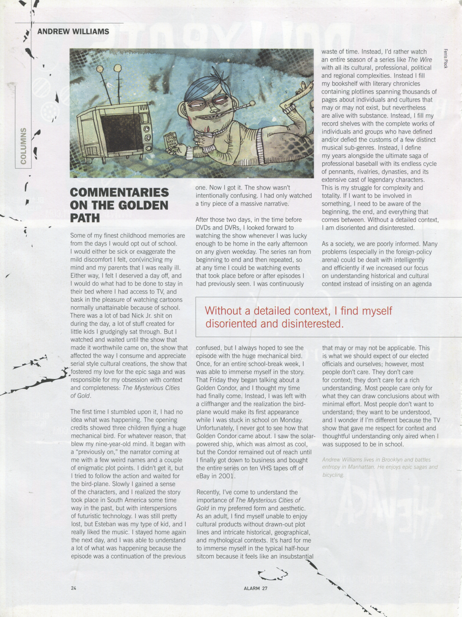 Mysterious Cities of Gold, Alarm issue 27 column scan