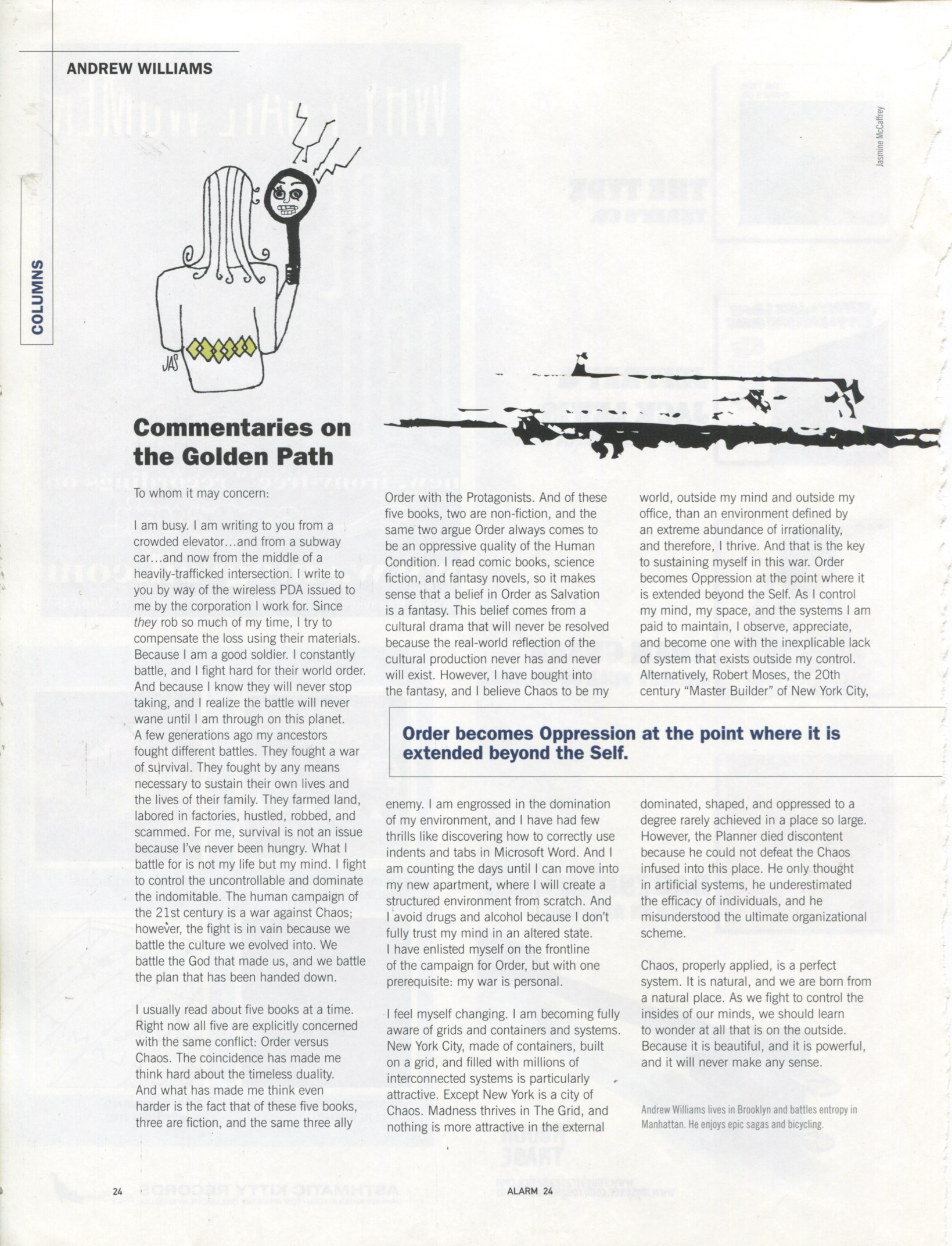 My War Is Personal, Alarm issue 24 column scan