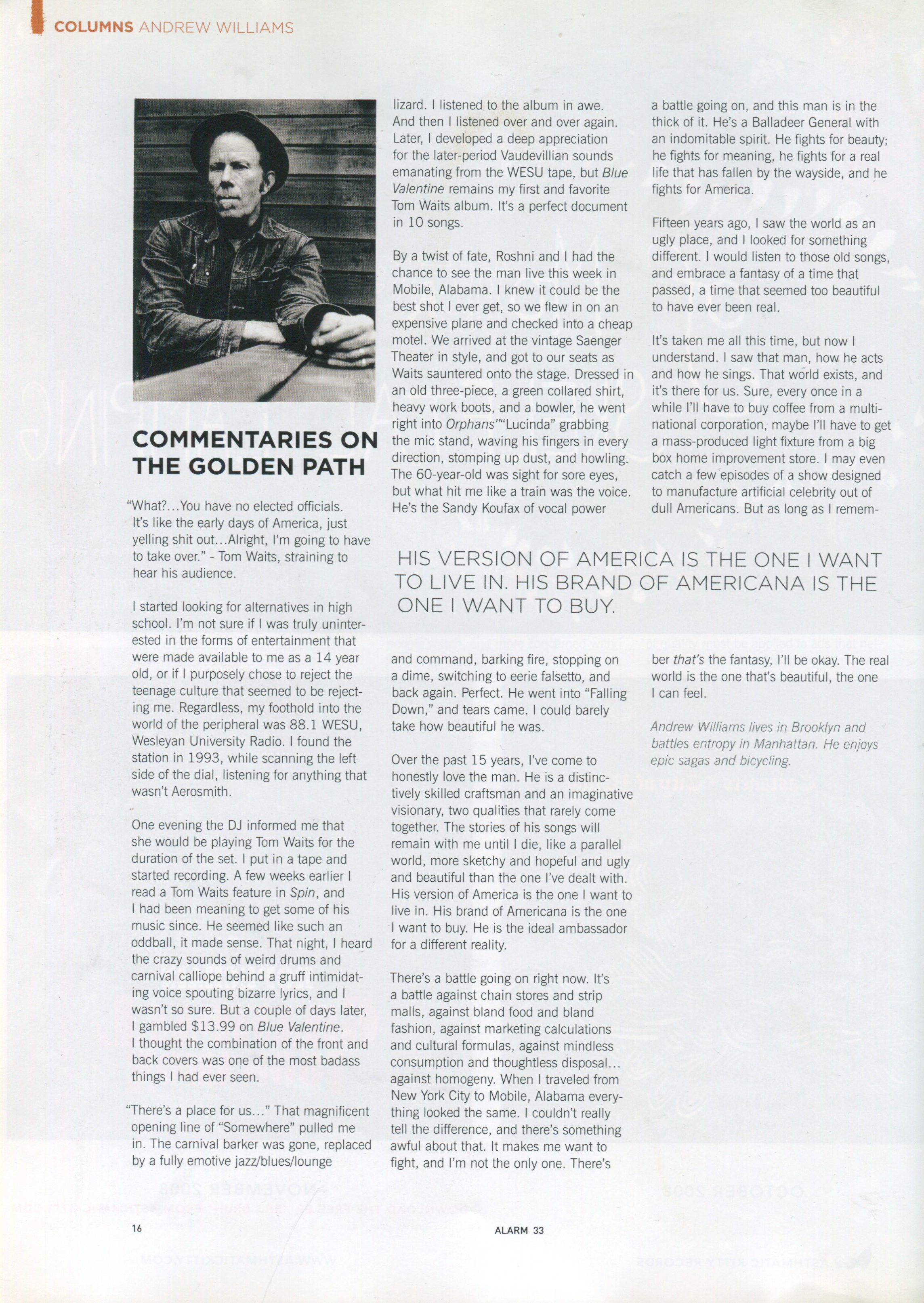 The American Balladeer General, Alarm issue 33 column scan