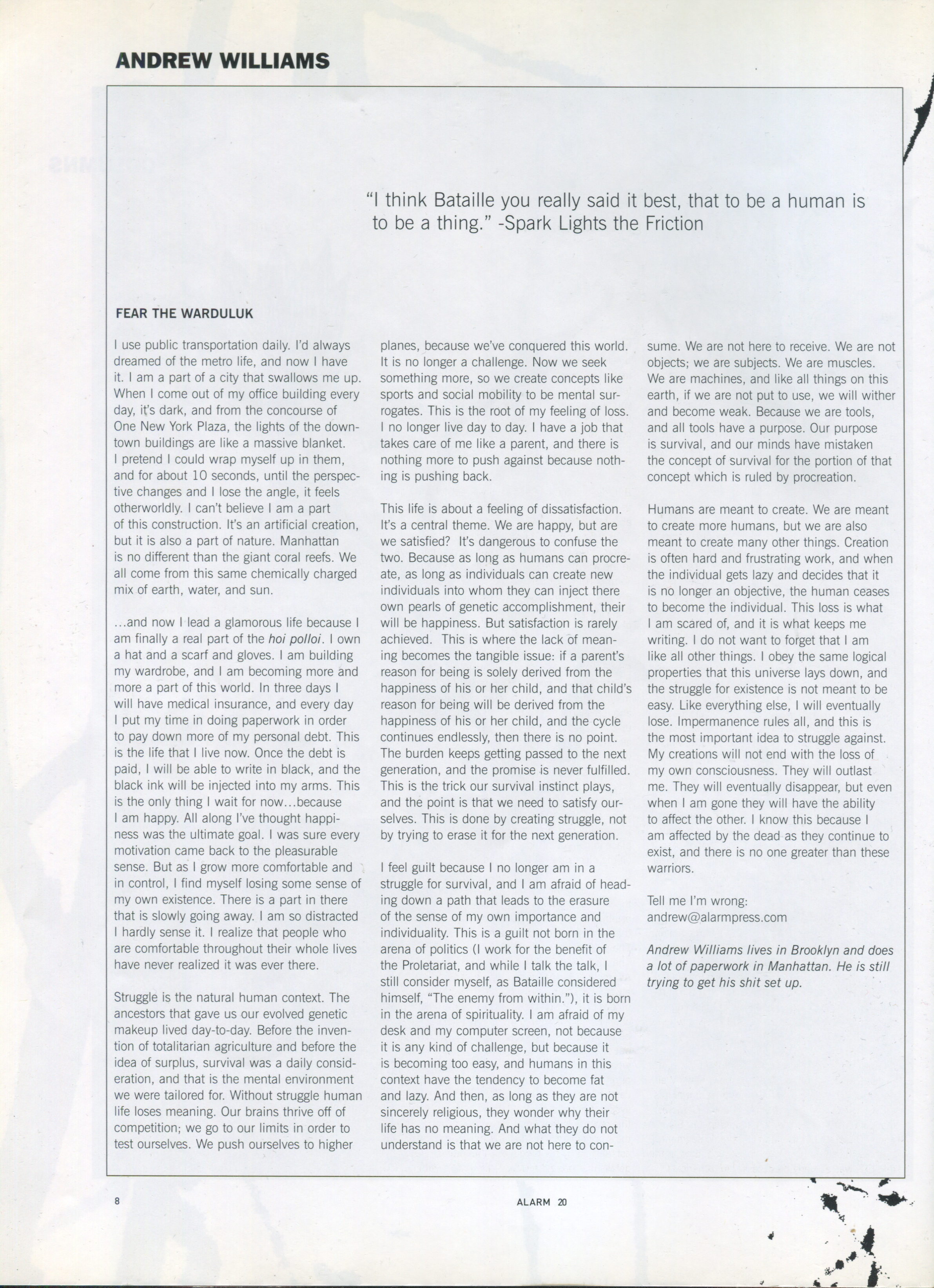 Fear the Wardulak, Alarm issue 20 column scan